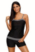 Sexy Striped Trim Black 2pcs Tankini Bathing Suit